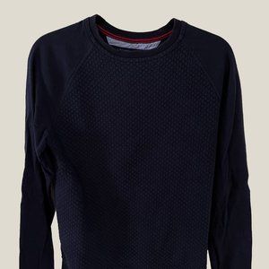 SALE XS TOMMY HILFIGER NAVY QUILTED CREWNECK FLEECE SWEATER